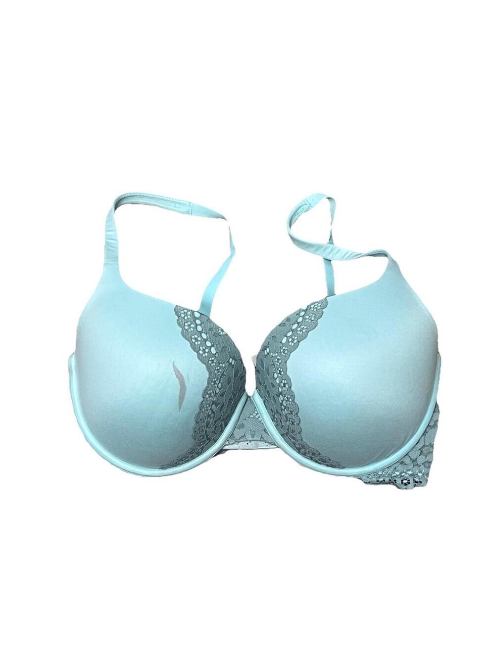 Victoria’s Secret Blue Lace Bra 34DDD Underwire Push Up Sexy Lingerie